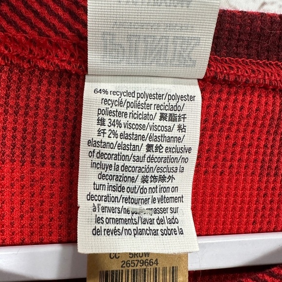 VICTORIA'S SECRET PINK COZY LONG SLEEVE SLEEP TEE PAJAMA TOP red plaid sz L NWT - Picture 3 of 5